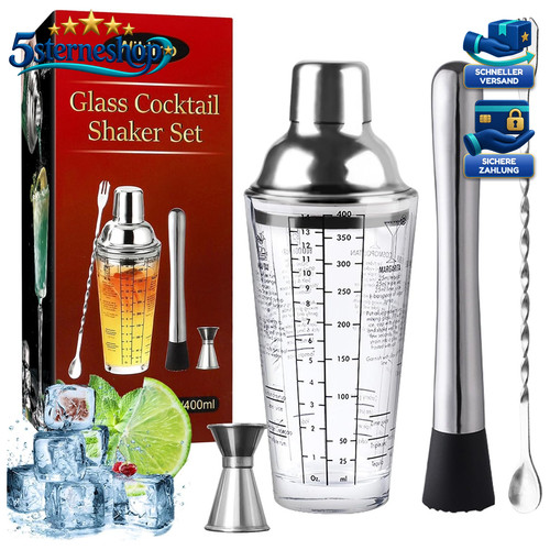 Cocktail shaker set 400ml glas - set,
